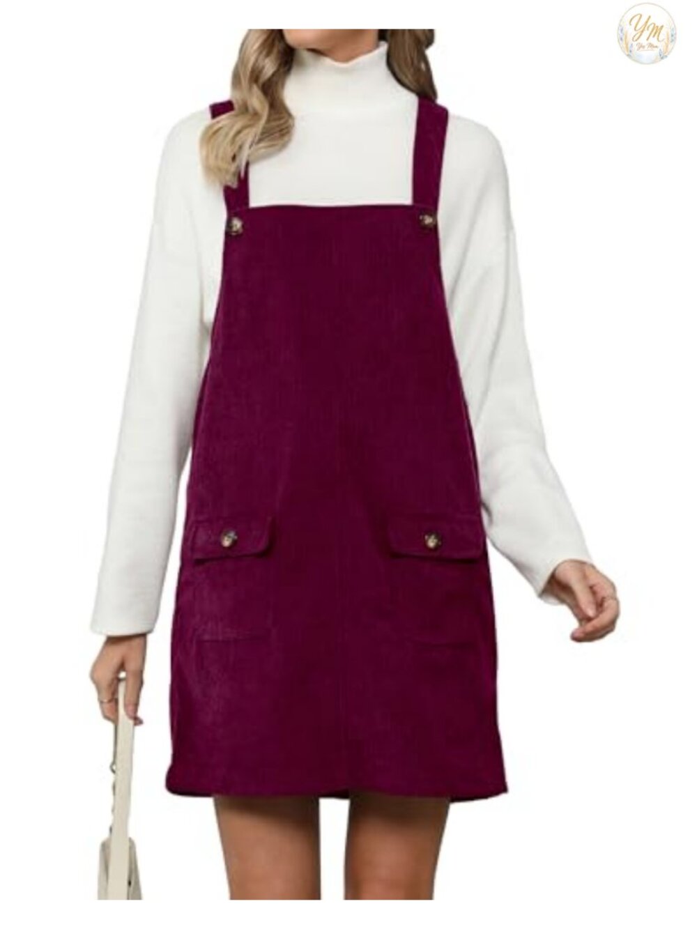 Corduroy Overall Dress for Women Adjustable Straps Pinafore Short Dress